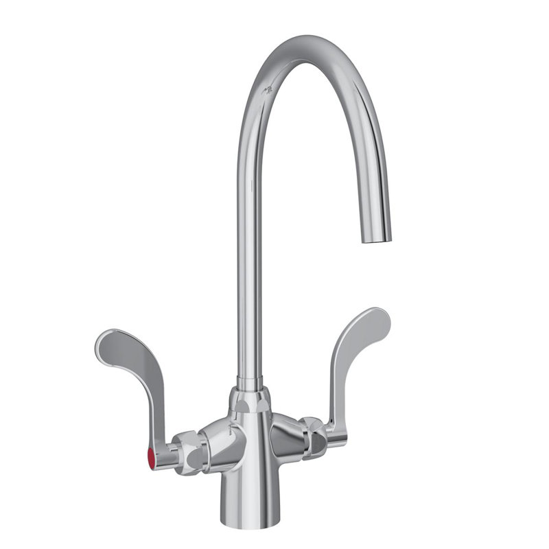 Robinet à écoulement laminaire à un trou avec bec de col-de-cygne de 8 po et poignées de poignées de 4 po chromées