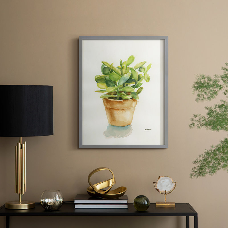 «Succulent I», reproduction encadrée - bois massif, Gris, H 15 po x l 12 po