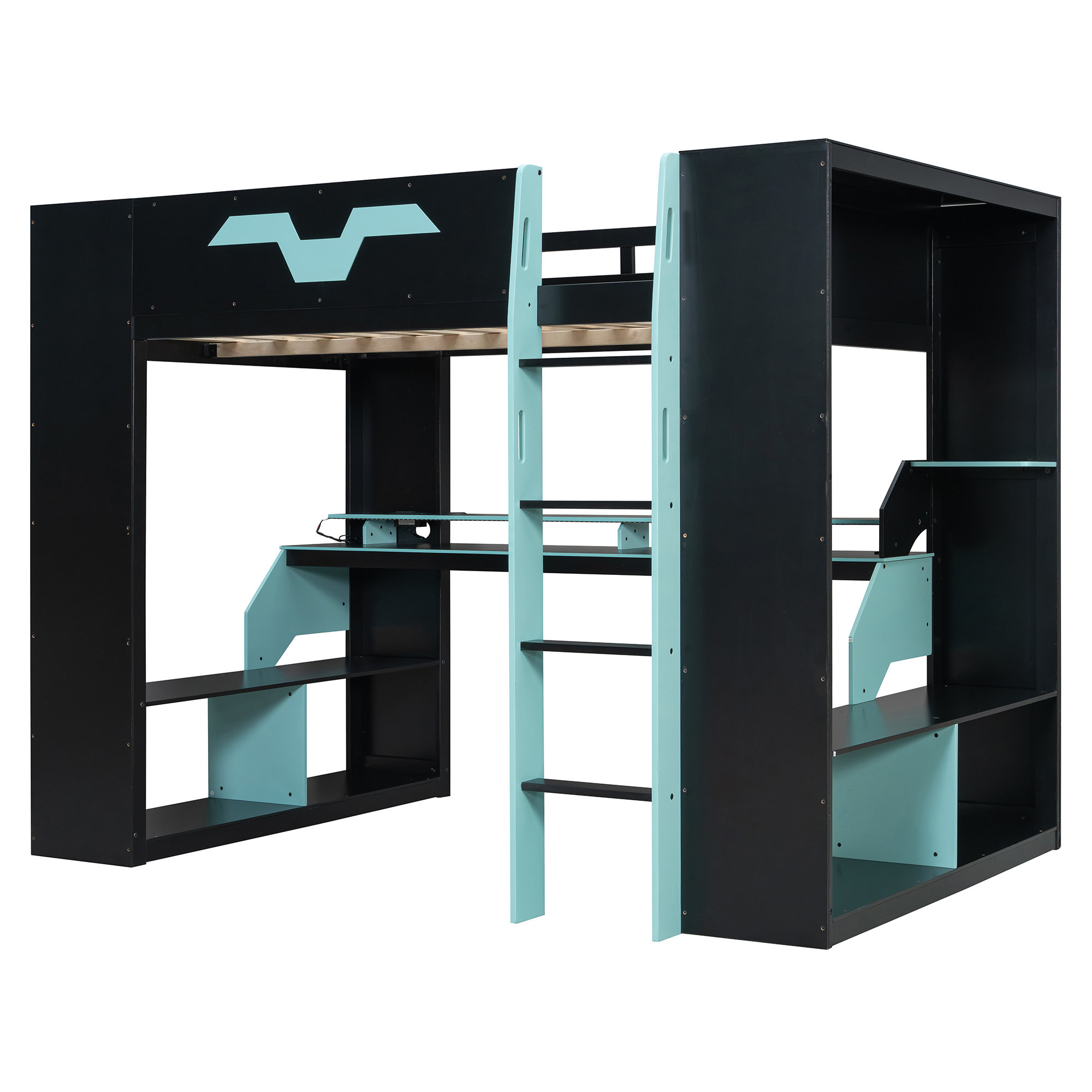 Wrought Studio™ Modern Gaming Loft Bed With Built In Computer Desk ...