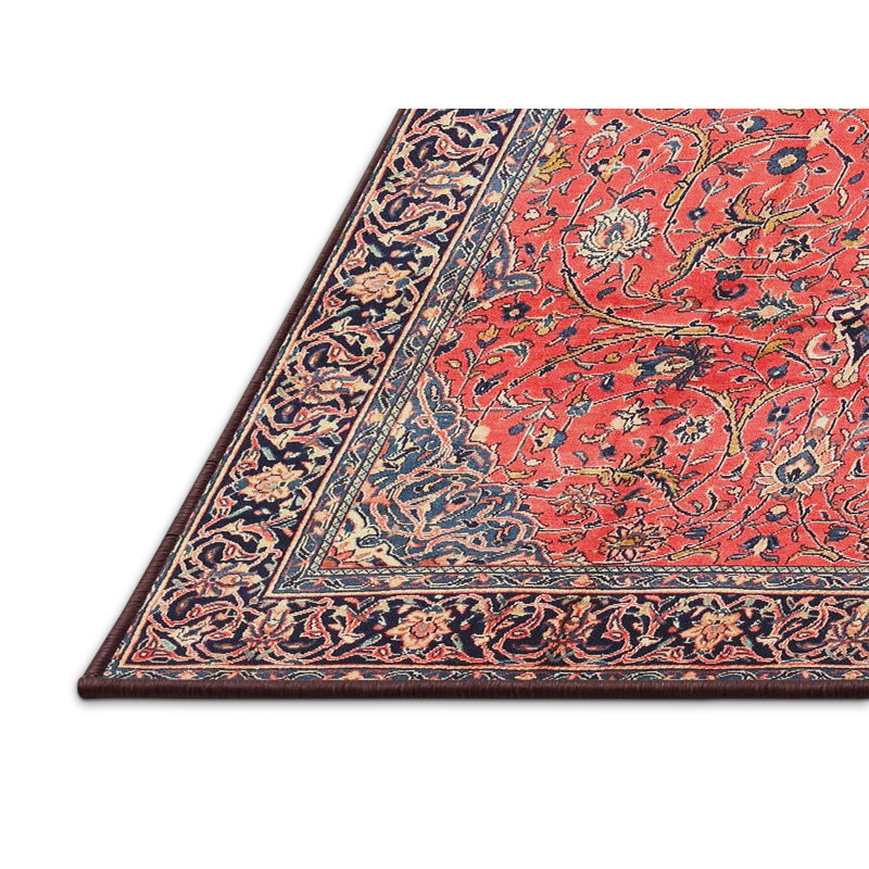 Rouge/bleu marine/Tapis décoratif bleu, Rectangle 8 pi x 12 pi