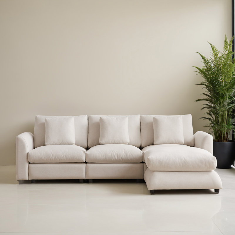 Canapé-lit modulaire 4 pièces pour salon, Polyester beige