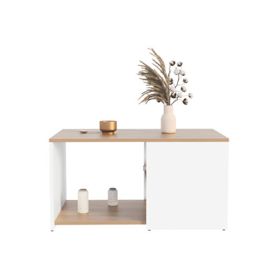 Modern Coffee Table With Space For Storage - 32.23" X 17.69", Rectangular, White Natural Oak 17.69" Deep Rectangular Wide, Oak, Construction