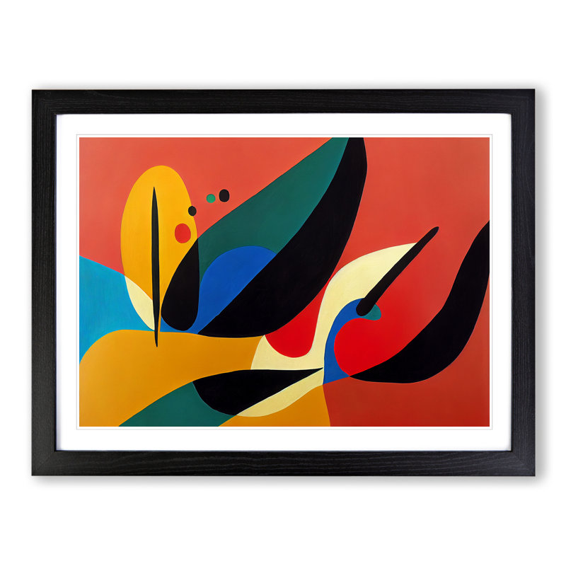 Abstract Feather Art Vol.4 - Single Picture Frame Print, Black, 25cm H x 34cm W x 2cm D