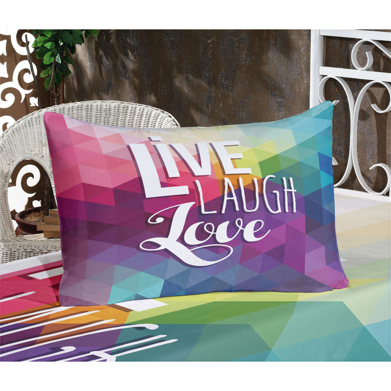 Multicolore ensemble de draps et taies décoratives Ambesonne Live Laugh Love