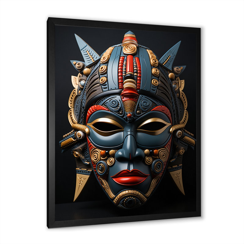 Hamdisse splendeur masquée africaine I, H 32 po x l 24 po x P 1 po, Cadre photo noir