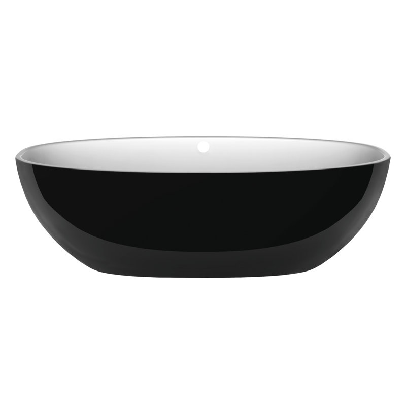 Barcelona 70-1/4" x 33-5/8" Freestanding Soaking Bathtub in Volcanic Limestone with Overflow Hole, 70" L x 34" W
