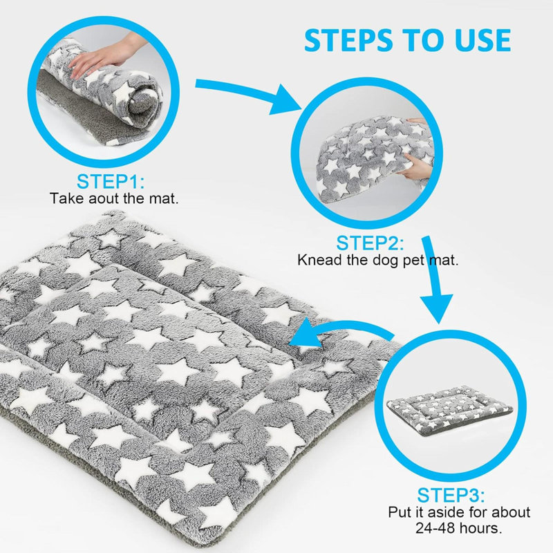 Gray and White Reversible Soft Fleece Dog Bed Mat