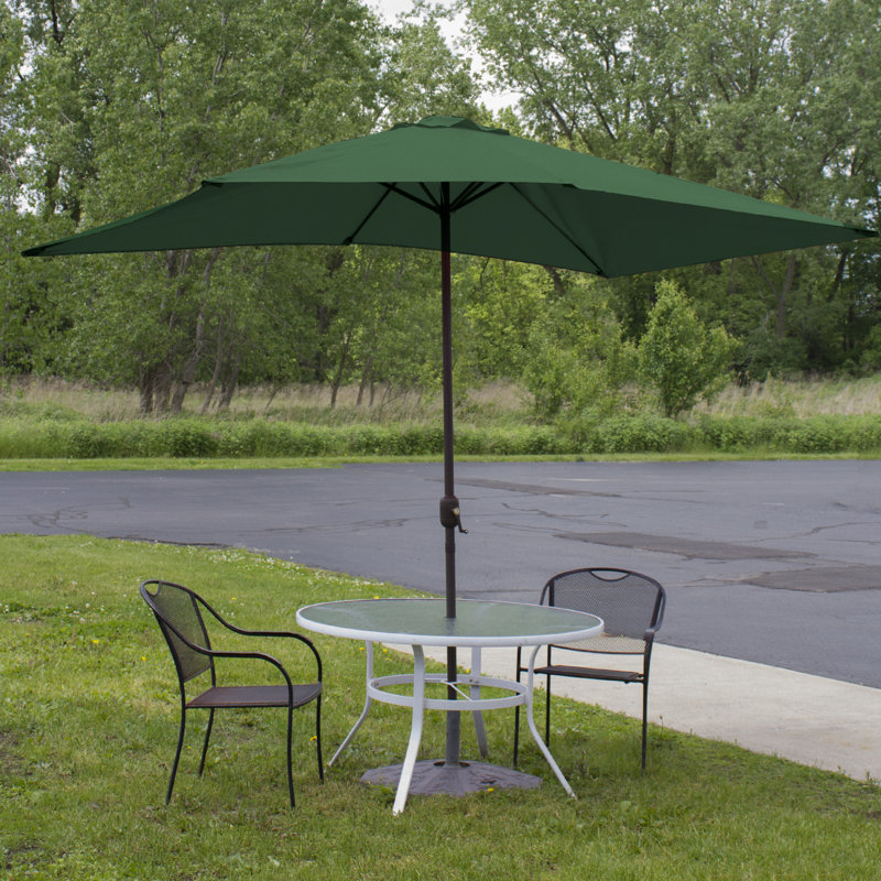Parasol de marché pour l'extérieur de 10 pi avec manivelle à main Rawlins, Vert chasseur