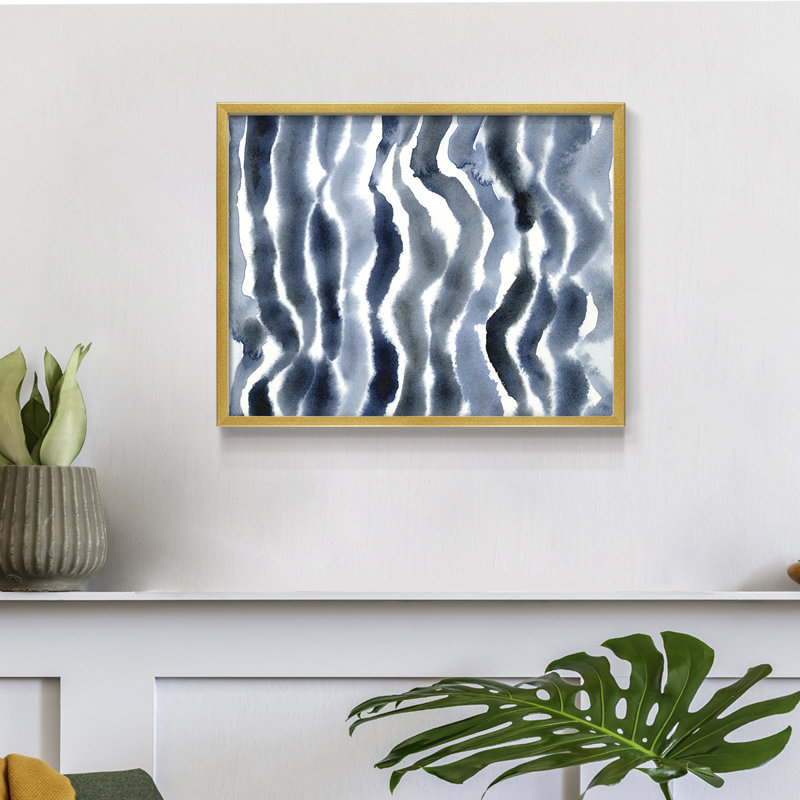 True Blue Wave II -Framed Print - Restickable