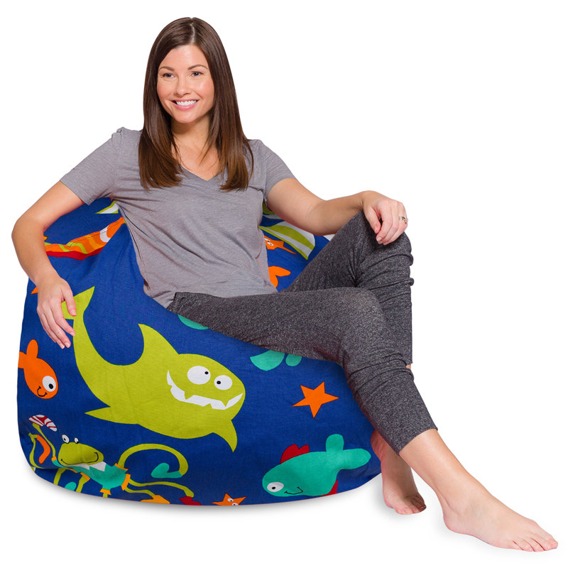 Outdoor Friendly Classic Bean Bag, X-Large-48in, Canvas Sea Creatures on Blue