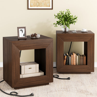 Rustic Wood End Table