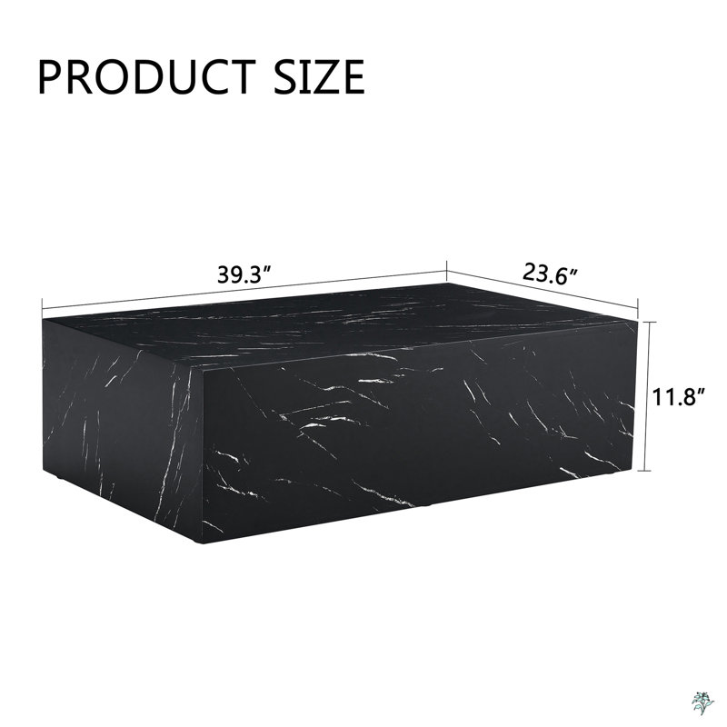 Stone Pattern MDF Coffee Table, Black