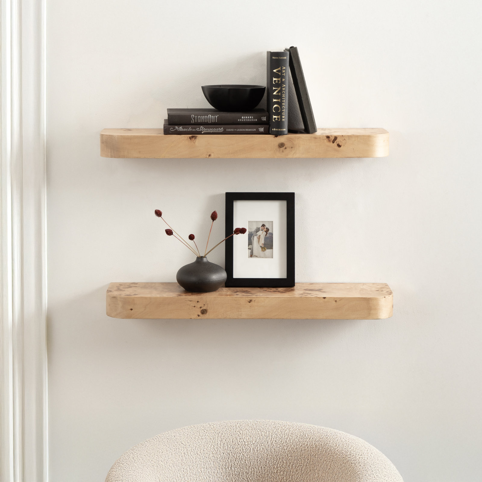Burlock Floating Wall Shelves with Burlwood Look
