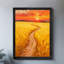 Art encadré noir rétro Le coucher de soleil jette une teinte dorée sur les rizières, art mural, impressions de style rétro-54650362