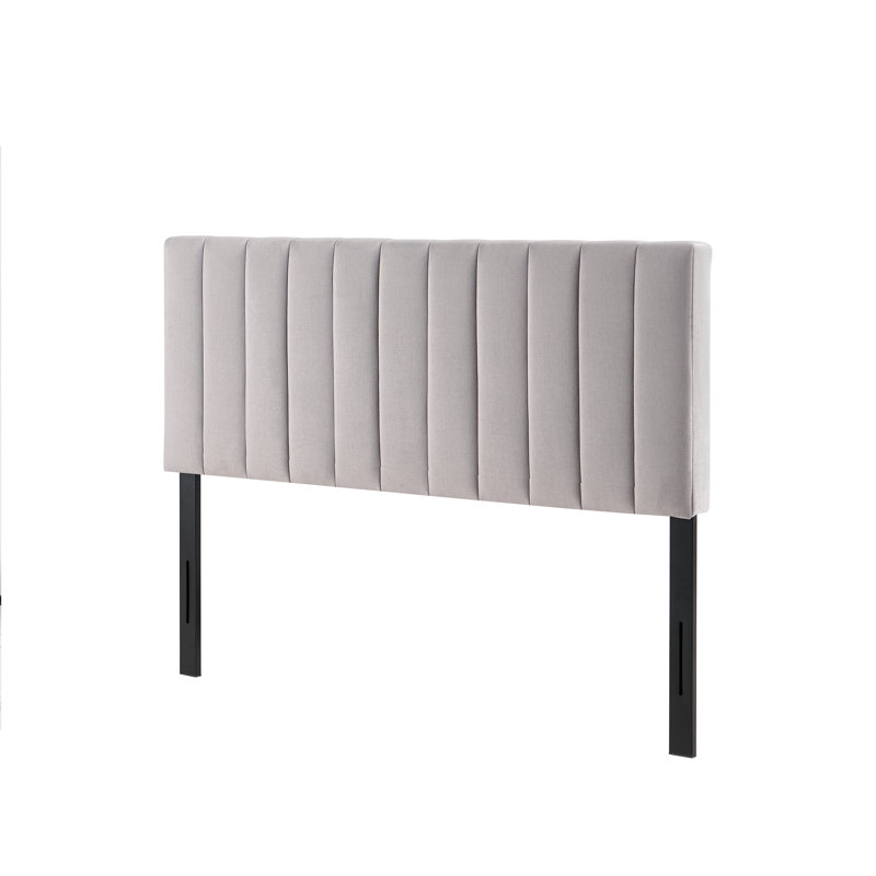 Light Grey Modern Channel-Tufted Headboard, King