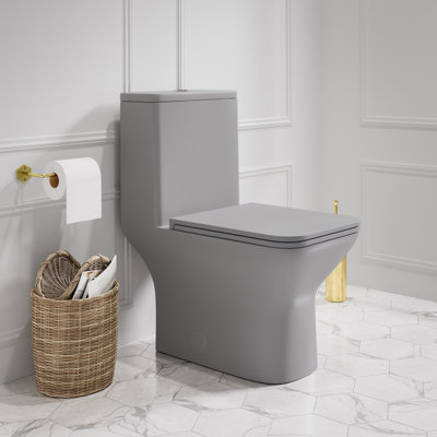 Toilette carrée une pièce à double chasse Carre - gris mat 1,1 / 1,6 gpf