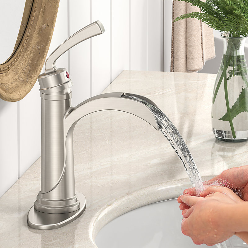 Single-Hole Single-Handle Bathroom Faucet With Drain Assembly, Brushed Nickel