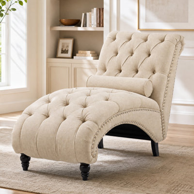 50'' Upholstered Ergonomic Chaise Lounge Leisure Reading Chair