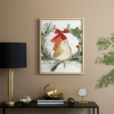 «Christmas Holiday Art», reproduction encadrée en bois massif