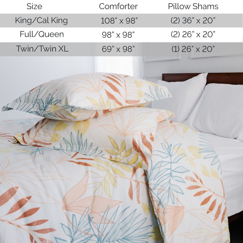 Ensemble d'édredon en duvet artificiel surdimensionné Tropic Leaf Easy Care, Édredon pour lit simple + 1 taie décorative stan