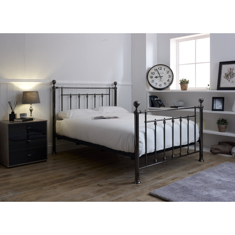 Liesl Metal Bed, Kingsize (5'), Black chrome