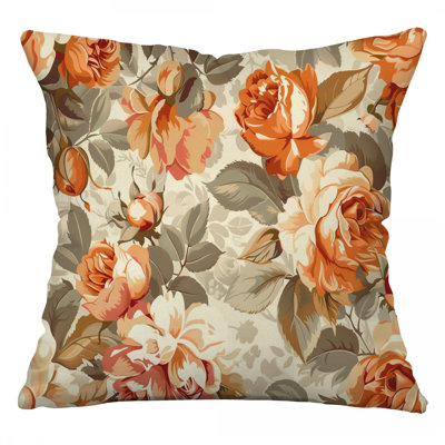Coussin Orange Roses, coussins en coton botanique