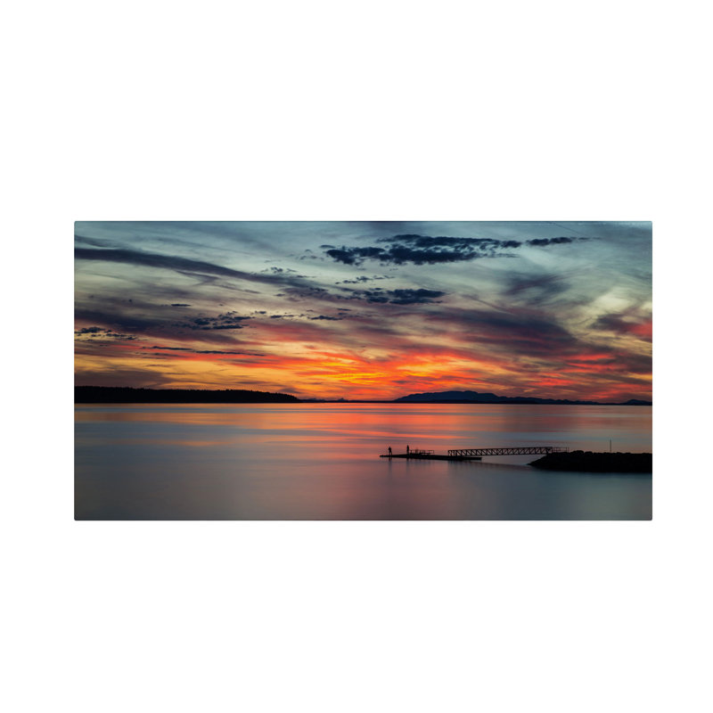 Sunset Pier Landscape Canvas Art in Vibrant Colors