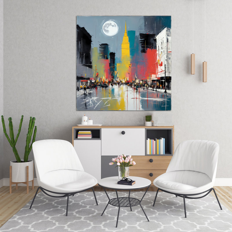 City At Night, 54" H x 54" W