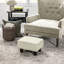 Petit tabouret beige avec repose-pieds en lin, petit pour salon