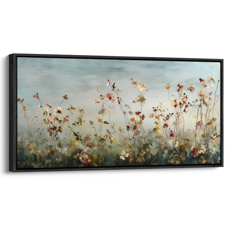 Impression sur toile Wildflower Meadow Breeze, H 30 po x l 60 po, Noir