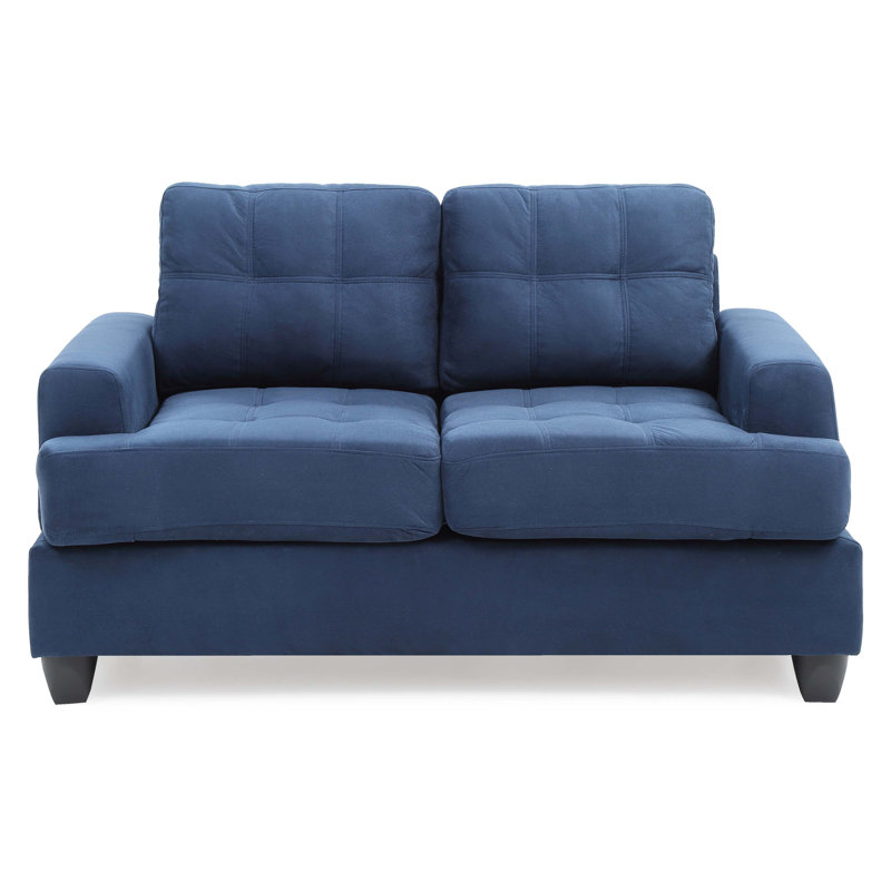Chic Transitional Loveseat, Navy Blue