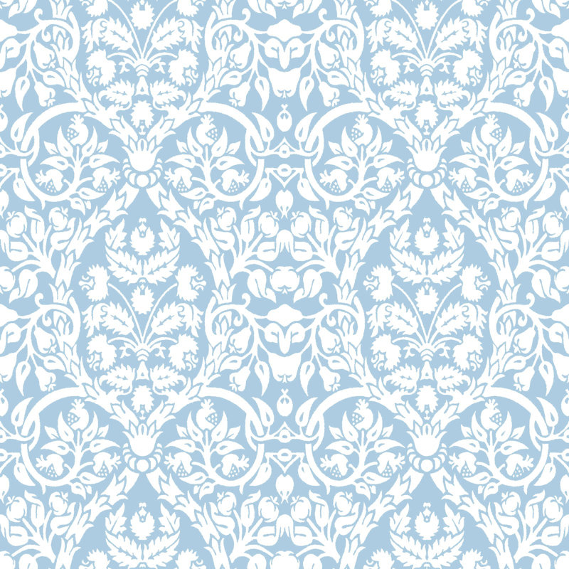 Blooming Garden Collection Damasco Garden Wallpaper Roll, Blue