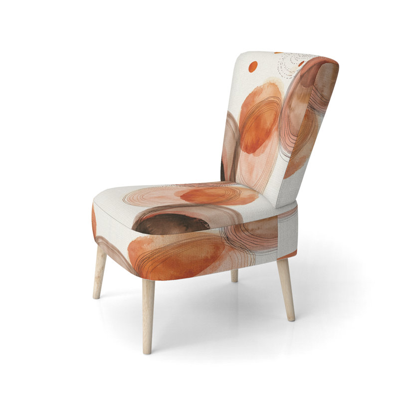Chaise d'appoint abstraite rembourrée - Chaise d'appoint Boho Terracotta Pulse III, Side Chair Armless