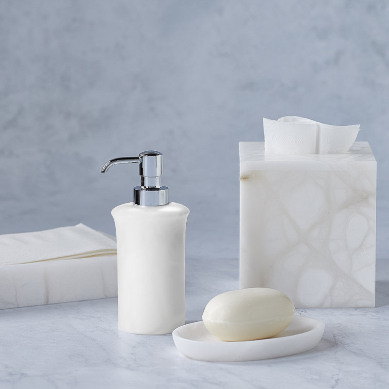 Alisa White Alabaster Freestanding Soap Dish