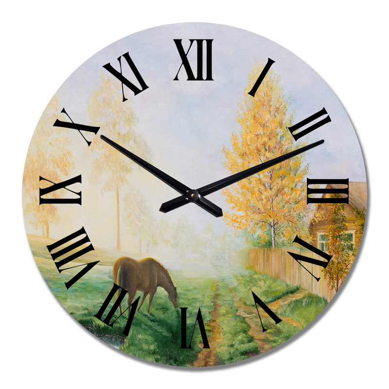 Horloge murale dans un paysage champêtre, Moyen