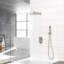 Double pomme de douche carrée - 10 po à fixation murale, nickel brossé, valve équilibrée, pluie et douchette 10 po et douche, installation facile