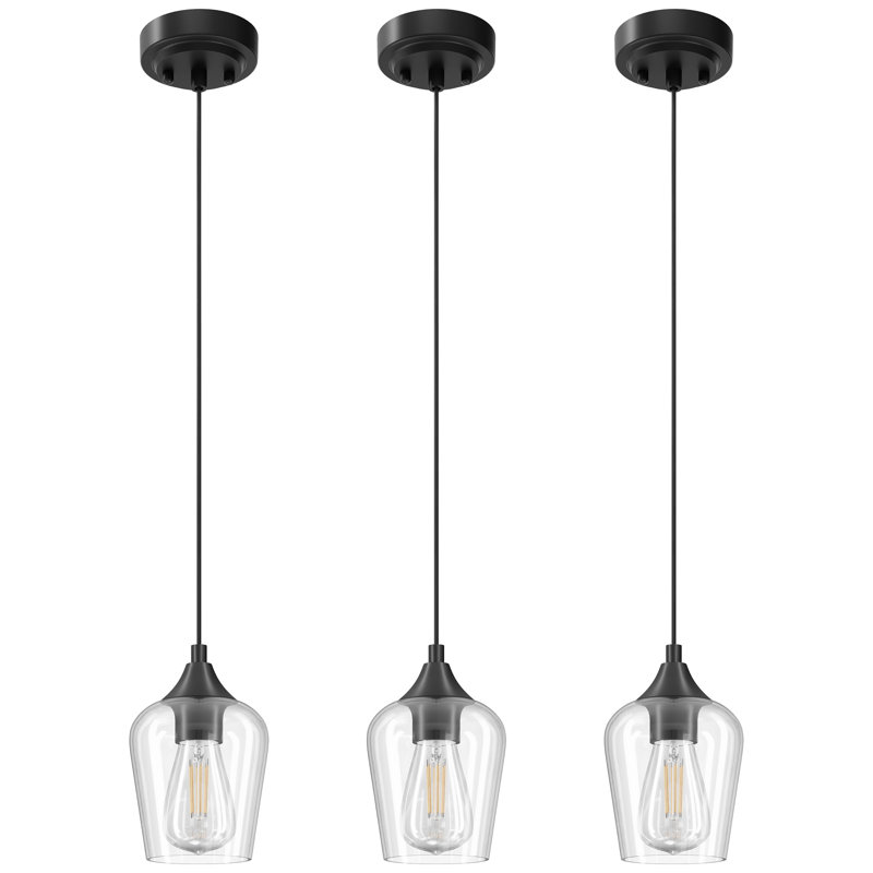 Luminaire suspendu à hauteur réglable, Noir mat, 3