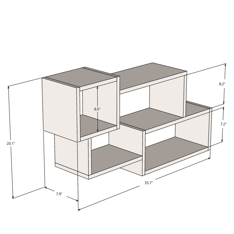 Ensemble de 7 tablettes d'appoint Cardwell, Blanc / gris anthracite