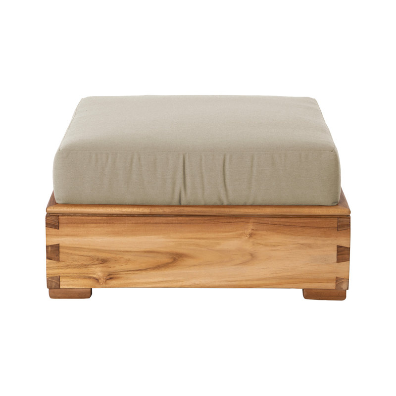 Arrihanna Outdoor Teak Ottoman, Antique Beige