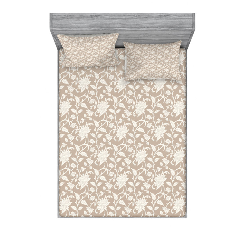 Microfiber Floral Sheet Set, Full Sheet Set + Fitted Sheet + 2 Pillowcases