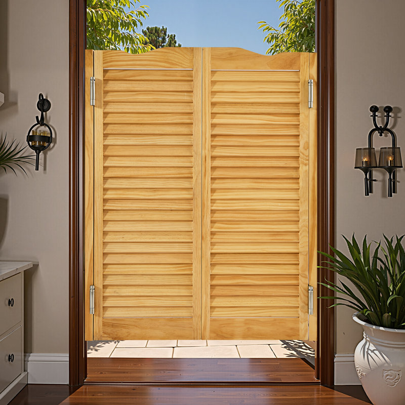 Bûche arquée en bois de pin avec charnières Saloon, 35,7 po x 41,7 po