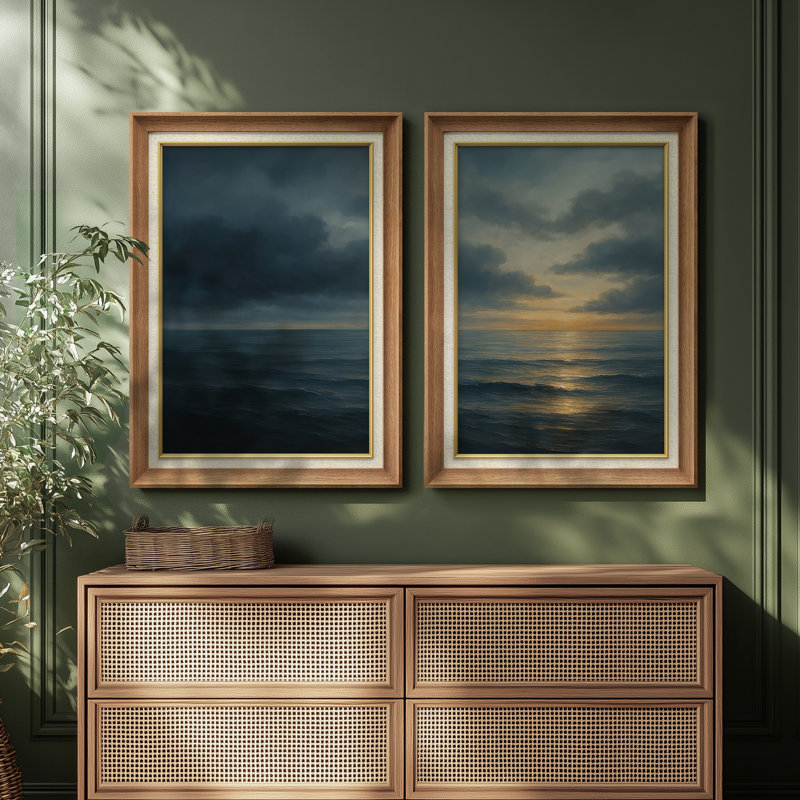 «Coastal Ocean Landscape Wall Prints for Living Room», ensemble de 2 reproductions d'art mural encadrées de qualité supérieure sur papier 26 po x 36 po