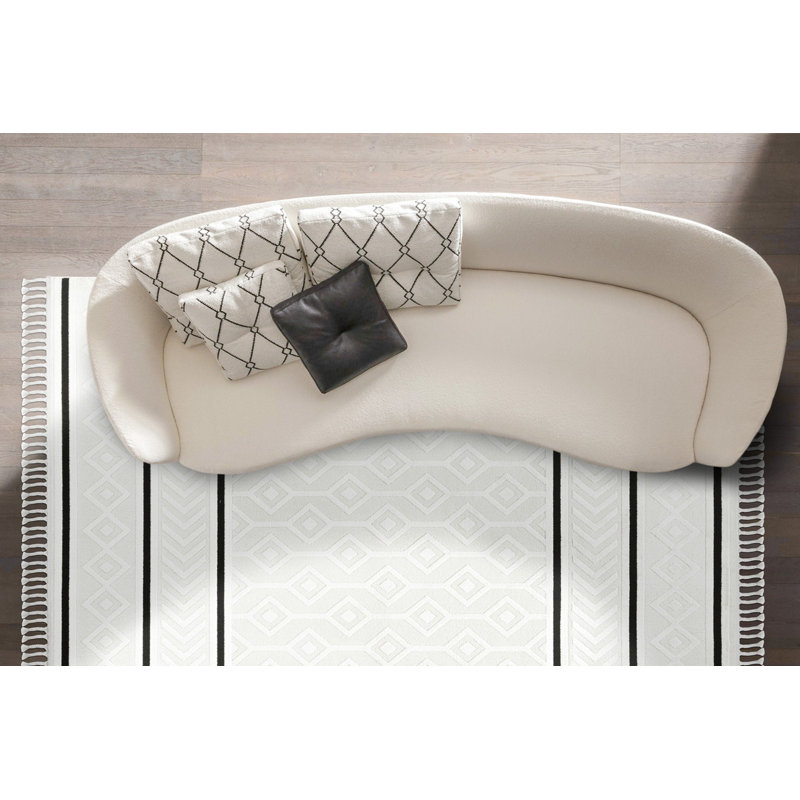 Tapis luxueux crème, 6 x 9,5 pieds | 100% polyester, hauteur des poils de 0,2 po | Tissé à la machine, base en coton / jute, 280 000 fils | Facile d'entretien, nettoyer les taches et passer l'aspirateur | Parfait pour le salon, la chambre à coucher et la salle à manger