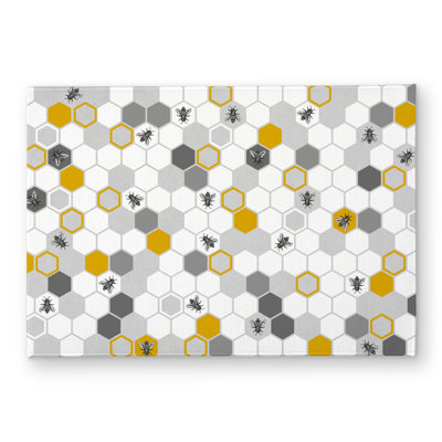 Beehive Pattern Yellow Door Mat - Indoor/Outdoor Home Decor