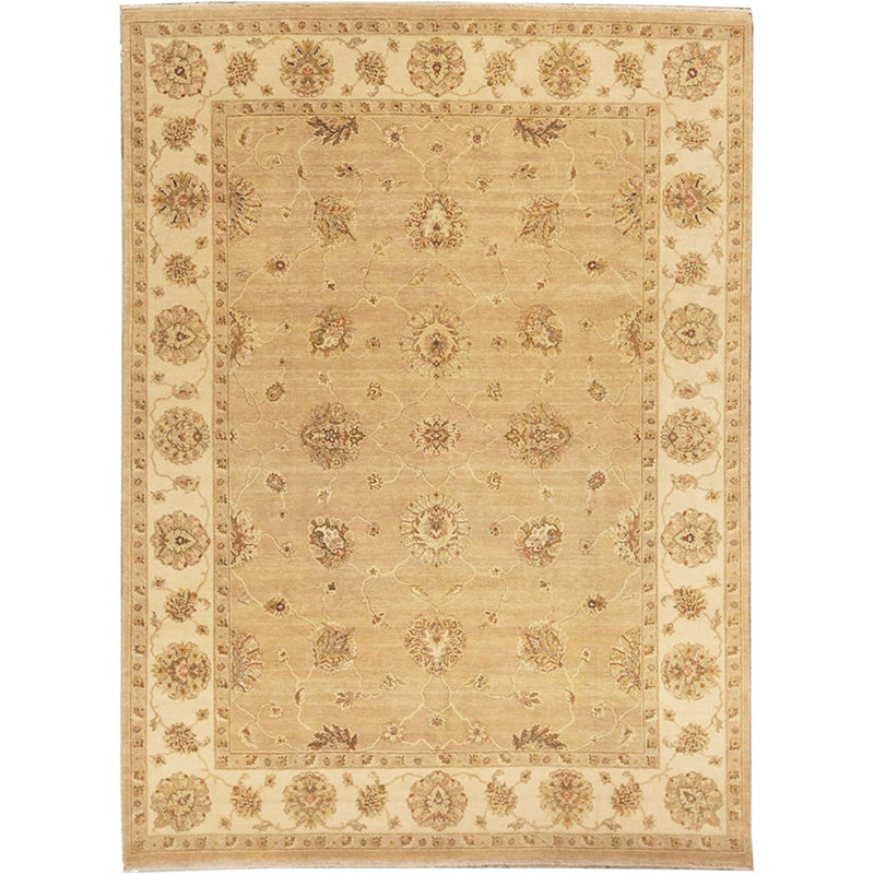 Tapis ivoire et chameau noué à la main de haute qualité