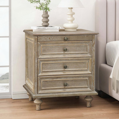 Farmhouse Nightstands 4 Drawers Hidden Pull-Out Shelf