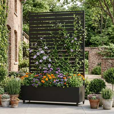 Jardinière rectangulaire en métal avec treillis pour plantes grimpantes H 72 po x l 47 po