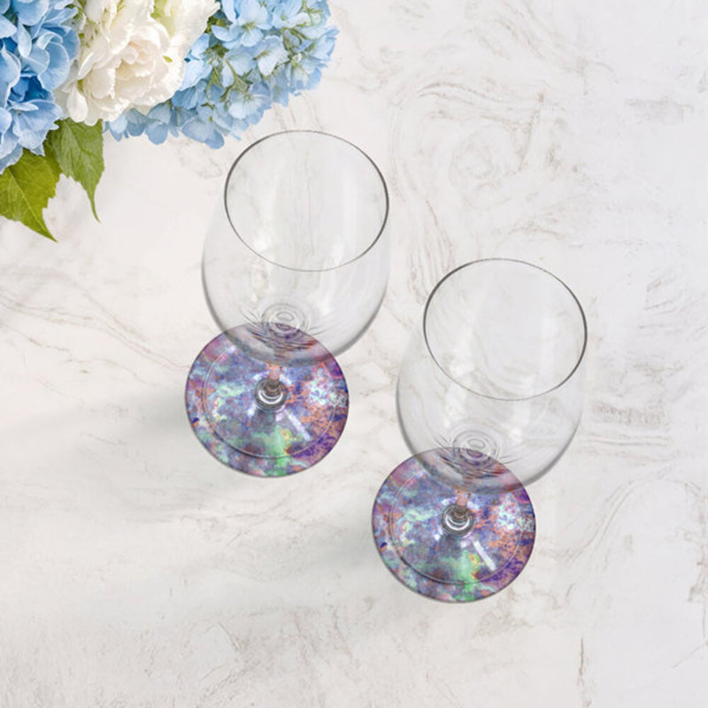 Sous-verres ronds en cuir impressionniste Passiflora, Passiflore