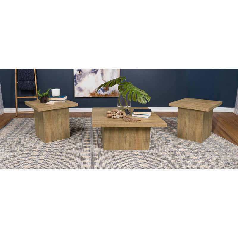 Shuttleworth 3-Piece Square Coffee And End Table Set Mango, Mango, 3 Pieces: Coffee Table, 2 End Tables