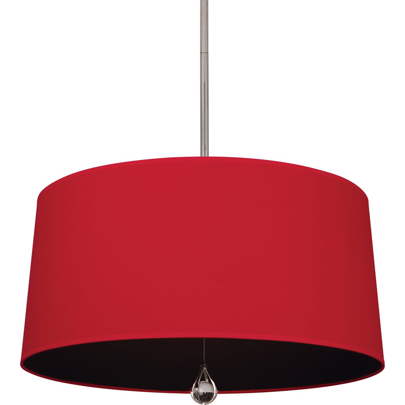 Custis 3 - Light Chandelier, Richmond Red Fabric, Polished Nickel